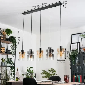 hofstein Hasvik Suspension, Suspension Noir, 5 lumières* Lampes Modernes