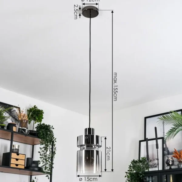hofstein Hasvik Suspension, Suspension Chrome, Noir, 1 lumière* Lampes Modernes