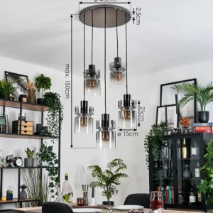 hofstein Hasvik Suspension, Suspension Chrome, Noir, 5 lumières* Lampes Modernes