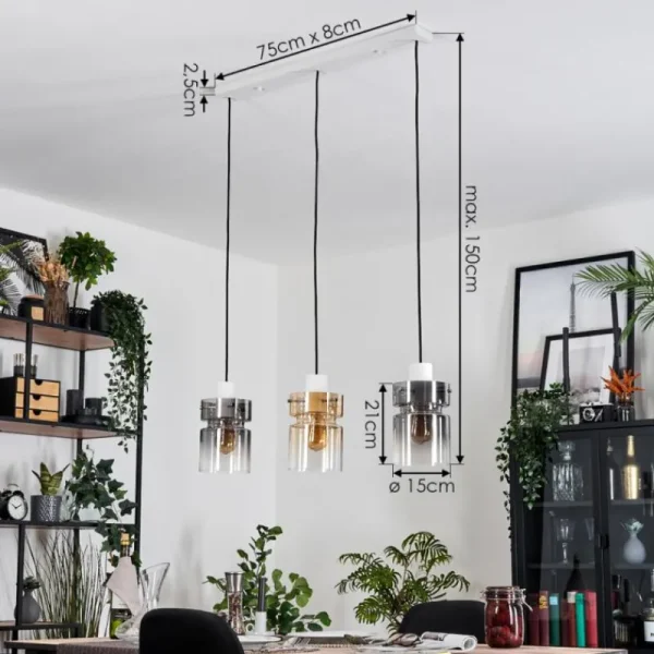 hofstein Hasvik Suspension, Suspension Blanc, 3 lumières* Lampes Modernes