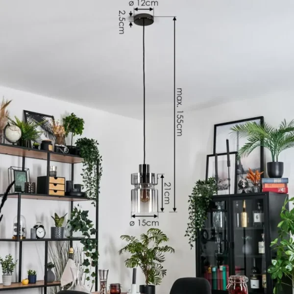 hofstein Hasvik Suspension, Suspension Chrome, Noir, 1 lumière* Lampes Modernes