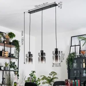 hofstein Hasvik Suspension, Suspension Chrome, Noir, 3 lumières* Lampes Modernes