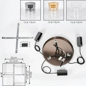 hofstein Hasvik Suspension, Suspension Chrome, Noir, 3 lumières* Lampes Modernes