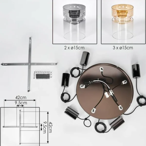 hofstein Hasvik Suspension, Suspension Chrome, Noir, 5 lumières* Lampes Modernes