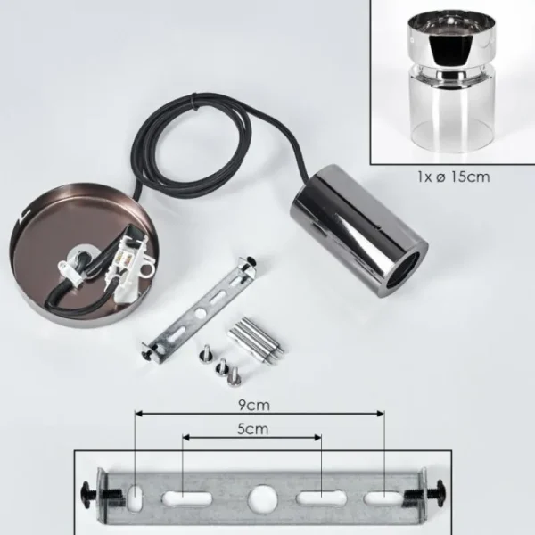 hofstein Hasvik Suspension, Suspension Chrome, Noir, 1 lumière* Lampes Modernes
