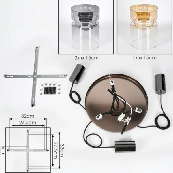 hofstein Hasvik Suspension, Suspension Chrome, Noir, 3 lumières* Lampes Modernes