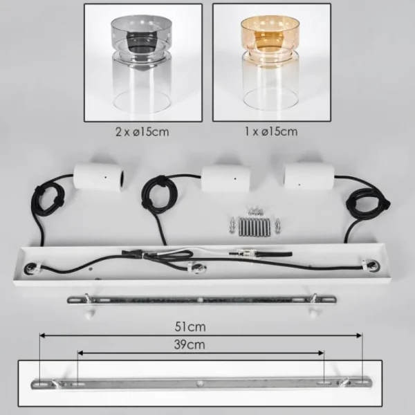 hofstein Hasvik Suspension, Suspension Blanc, 3 lumières* Lampes Modernes