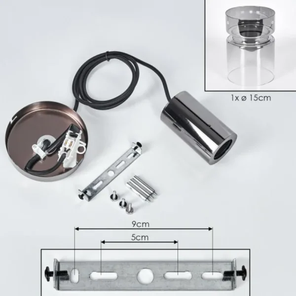 hofstein Hasvik Suspension, Suspension Chrome, Noir, 1 lumière* Lampes Modernes