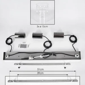 hofstein Hasvik Suspension, Suspension Chrome, Noir, 3 lumières* Lampes En Verre