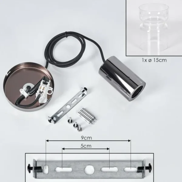 hofstein Hasvik Suspension, Suspension Chrome, Noir, 1 lumière* Lampes En Verre