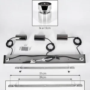hofstein Hasvik Suspension, Suspension Chrome, Noir, 3 lumières* Lampes Modernes
