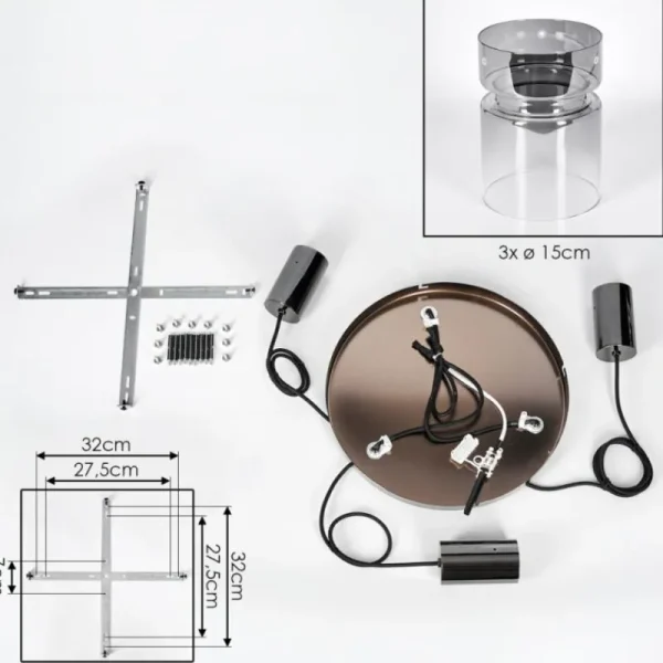 hofstein Hasvik Suspension, Suspension Chrome, Noir, 3 lumières* Lampes Modernes