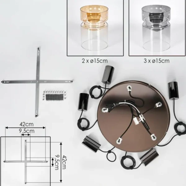 hofstein Hasvik Suspension, Suspension Chrome, Noir, 5 lumières* Lampes Modernes