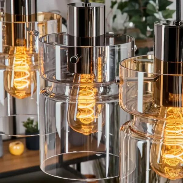 hofstein Hasvik Suspension, Suspension Chrome, Noir, 3 lumières* Lampes Modernes