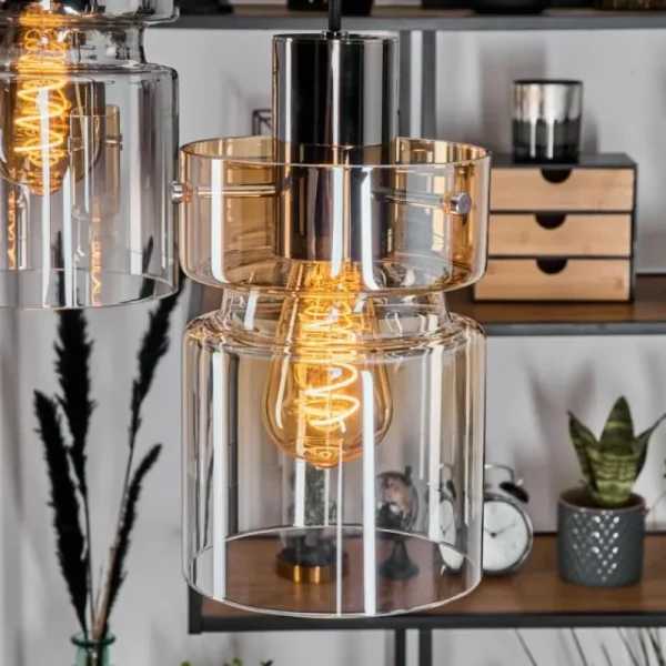 hofstein Hasvik Suspension, Suspension Chrome, Noir, 3 lumières* Lampes Modernes