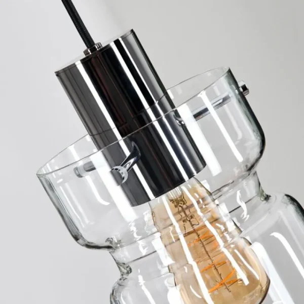 hofstein Hasvik Suspension, Suspension Chrome, Noir, 1 lumière* Lampes En Verre