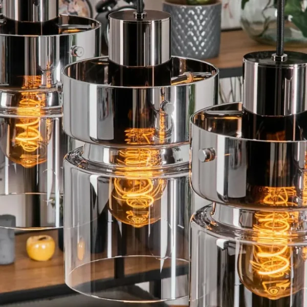 hofstein Hasvik Suspension, Suspension Chrome, Fumé, 4 lumières* Lampes Modernes