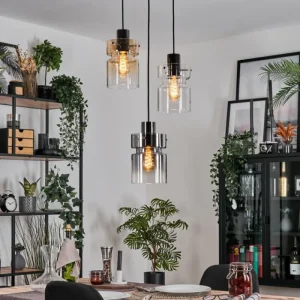hofstein Hasvik Suspension, Suspension Chrome, Noir, 3 lumières* Lampes Modernes