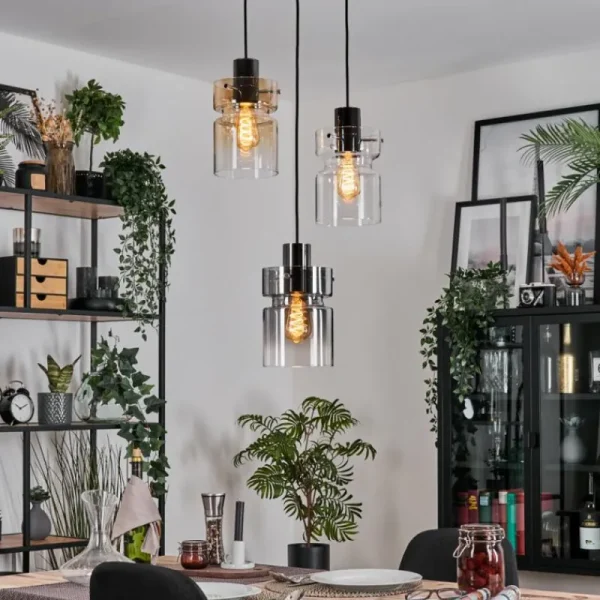 hofstein Hasvik Suspension, Suspension Chrome, Noir, 3 lumières* Lampes Modernes