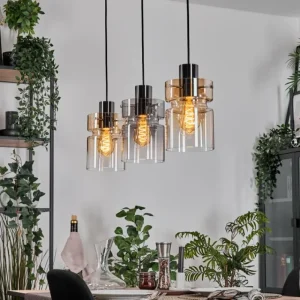 hofstein Hasvik Suspension, Suspension Chrome, Noir, 3 lumières* Lampes Modernes