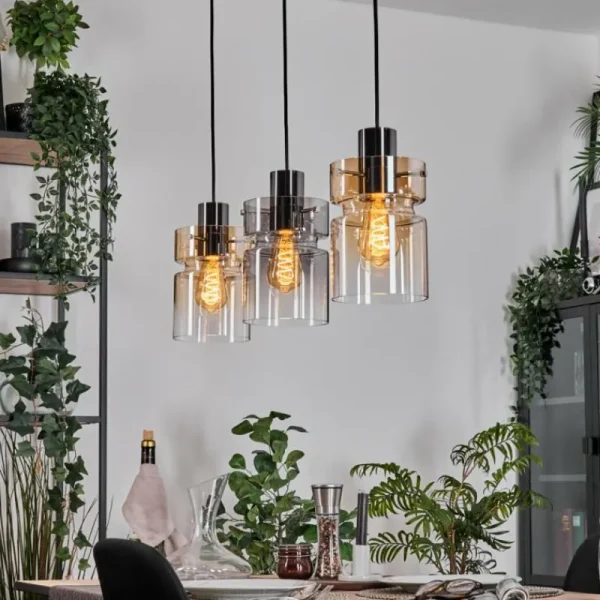 hofstein Hasvik Suspension, Suspension Chrome, Noir, 3 lumières* Lampes Modernes