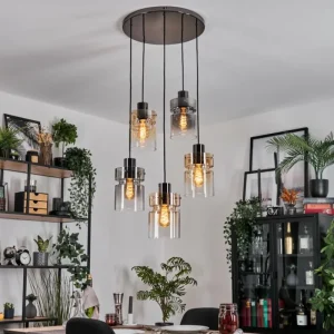 hofstein Hasvik Suspension, Suspension Chrome, Noir, 5 lumières* Lampes Modernes