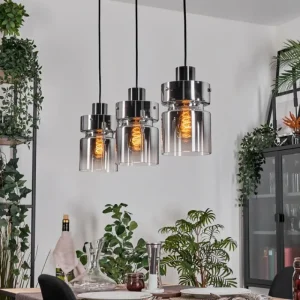hofstein Hasvik Suspension, Suspension Chrome, Noir, 3 lumières* Lampes Modernes