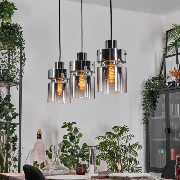 hofstein Hasvik Suspension, Suspension Chrome, Noir, 3 lumières* Lampes Modernes