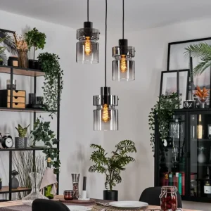 hofstein Hasvik Suspension, Suspension Chrome, Noir, 3 lumières* Lampes Modernes