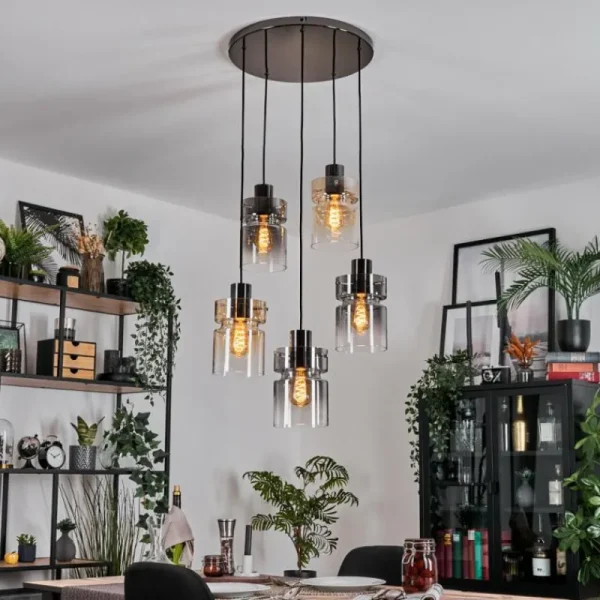 hofstein Hasvik Suspension, Suspension Chrome, Noir, 5 lumières* Lampes Modernes