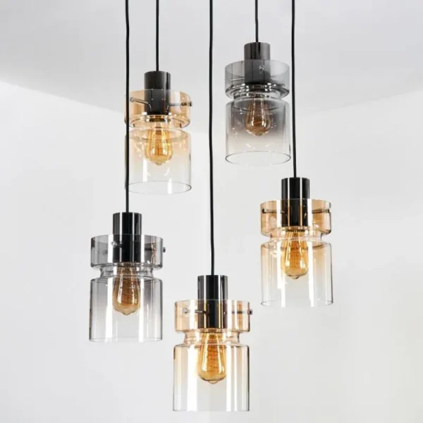 hofstein Hasvik Suspension, Suspension Chrome, Noir, 5 lumières* Lampes Modernes