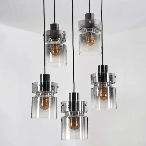 hofstein Hasvik Suspension, Suspension Chrome, Noir, 5 lumières* Lampes Modernes