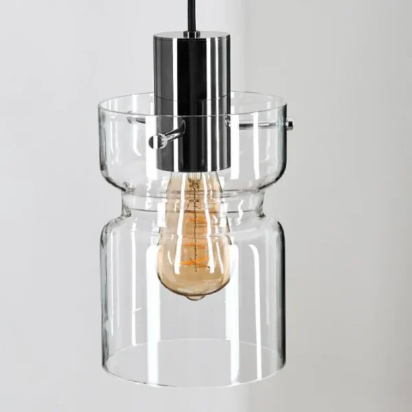 hofstein Hasvik Suspension, Suspension Chrome, Noir, 1 lumière* Lampes En Verre