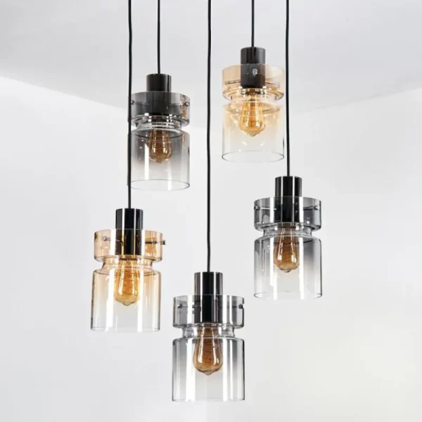 hofstein Hasvik Suspension, Suspension Chrome, Noir, 5 lumières* Lampes Modernes