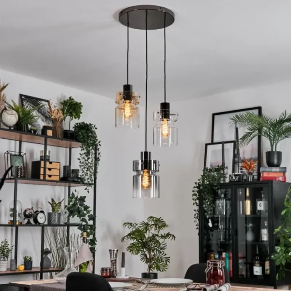 hofstein Hasvik Suspension, Suspension Chrome, Noir, 3 lumières* Lampes Modernes