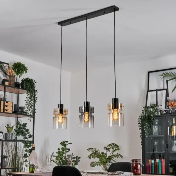 hofstein Hasvik Suspension, Suspension Chrome, Noir, 3 lumières* Lampes Modernes
