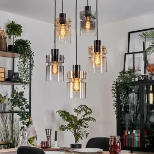 hofstein Hasvik Suspension, Suspension Chrome, Noir, 5 lumières* Lampes Modernes