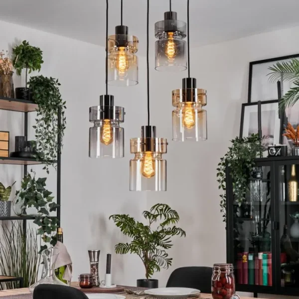 hofstein Hasvik Suspension, Suspension Chrome, Noir, 5 lumières* Lampes Modernes