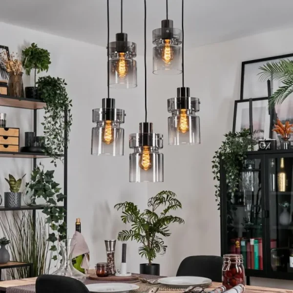 hofstein Hasvik Suspension, Suspension Chrome, Noir, 5 lumières* Lampes Modernes