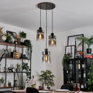 hofstein Hasvik Suspension, Suspension Chrome, Noir, 3 lumières* Lampes Modernes