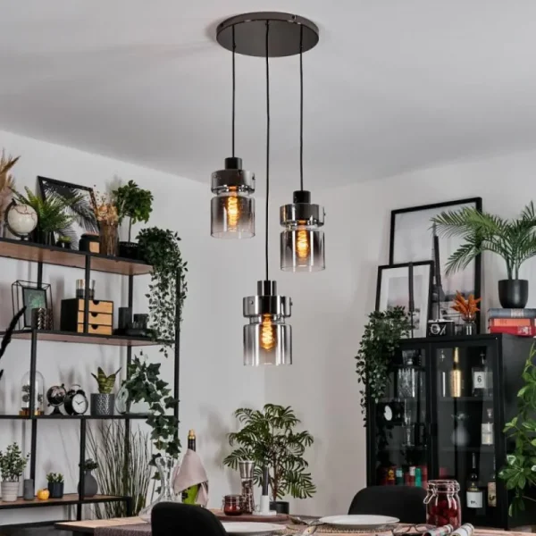 hofstein Hasvik Suspension, Suspension Chrome, Noir, 3 lumières* Lampes Modernes