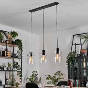 hofstein Hasvik Suspension, Suspension Chrome, Noir, 3 lumières* Lampes En Verre