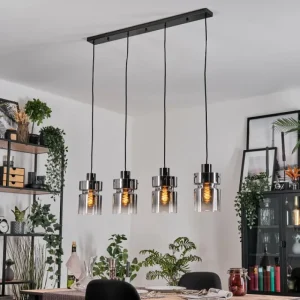 hofstein Hasvik Suspension, Suspension Chrome, Fumé, 4 lumières* Lampes Modernes