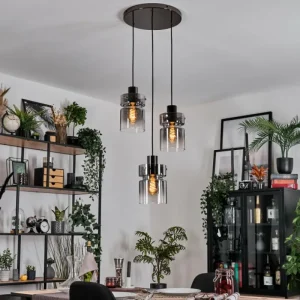hofstein Hasvik Suspension, Suspension Chrome, Noir, 3 lumières* Lampes Modernes