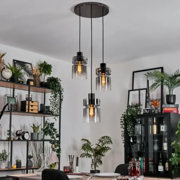 hofstein Hasvik Suspension, Suspension Chrome, Noir, 3 lumières* Lampes Modernes