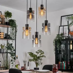 hofstein Hasvik Suspension, Suspension Chrome, Noir, 5 lumières* Lampes Modernes