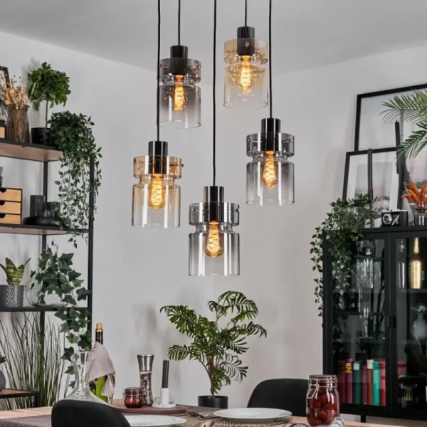 hofstein Hasvik Suspension, Suspension Chrome, Noir, 5 lumières* Lampes Modernes