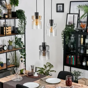 hofstein Hasvik Suspension, Suspension Chrome, Noir, 3 lumières* Lampes Modernes
