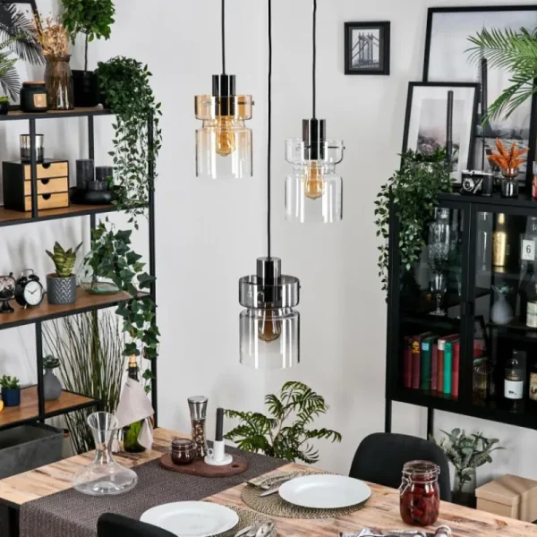 hofstein Hasvik Suspension, Suspension Chrome, Noir, 3 lumières* Lampes Modernes