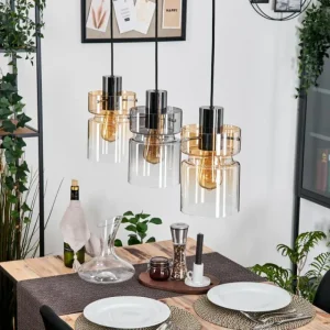 hofstein Hasvik Suspension, Suspension Chrome, Noir, 3 lumières* Lampes Modernes
